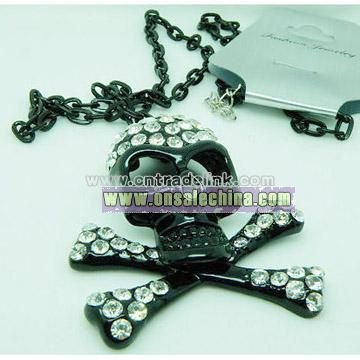Death's-Head Charm Crystal Necklace