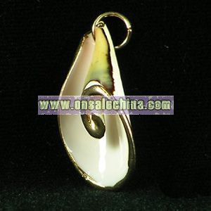 Real Shell Pendant with Gold Binding