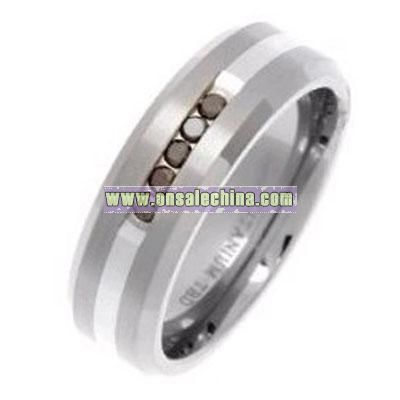 7mm Titanium Flat Shape Metal Brushed Ring