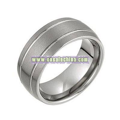 9mm D Shape Tungsten Brushed Metal Ring