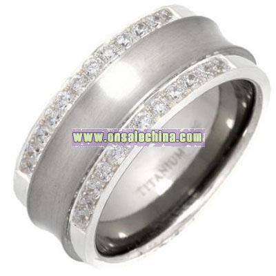 9mm Titanium Concave Two Toned Polished And Brushed Metal Ring Band