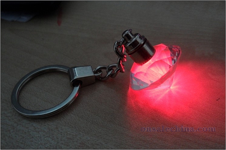 Crystal keychain with light