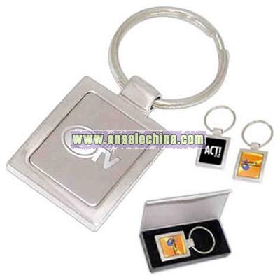 Mirrored silver split keyring with inlay
