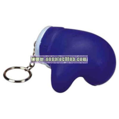 Blue boxing glove shaped stress reliever key chain