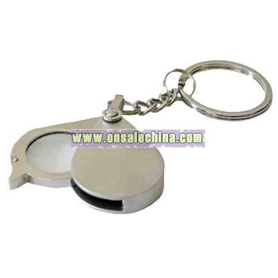 Two tone metal key holder with magnifier
