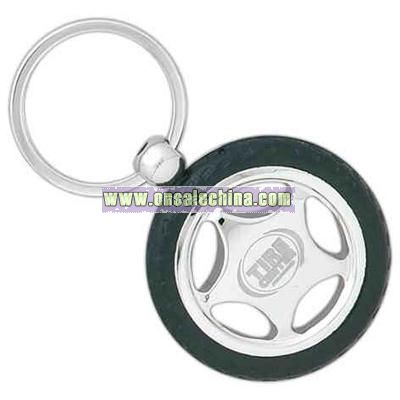 Rubber and metal tire design key chain