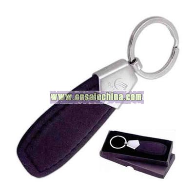 Metal with leatherette strap key ring