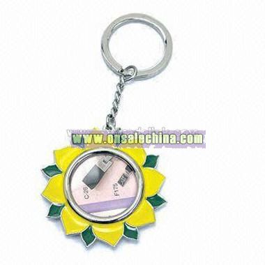 Sun Flower Metal Photo Frame Keychain