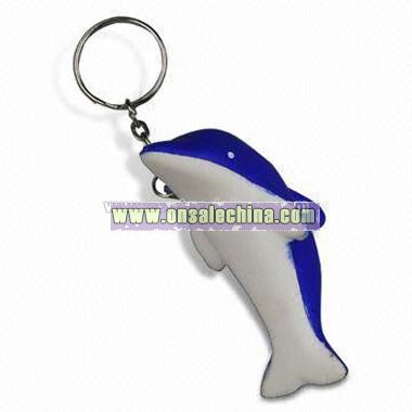 Dolphin-shaped PU Stress Ball With Keychain