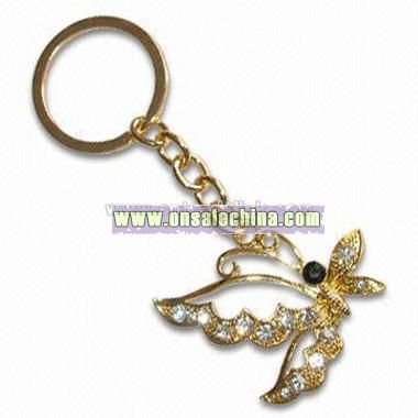 Metal Keychain with Butterfly and Keyring Attachments