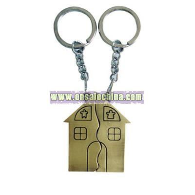 House Shape Metal Keychain
