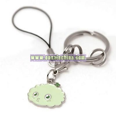 Green Fluff Keychain/Cell Phone Strap