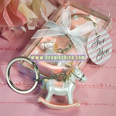 Pink Rocking Horse Keychain Favors
