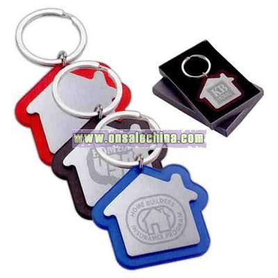 Promotional Plastic With Stainless Steel Plate Key Tag