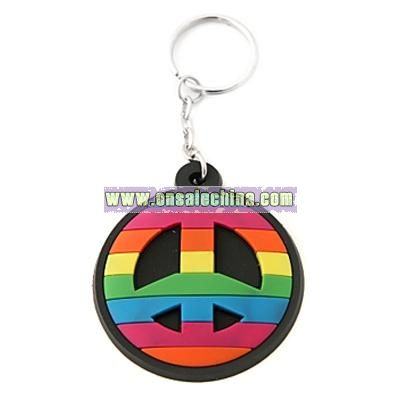 Rainbow Peace Sign Key Chain
