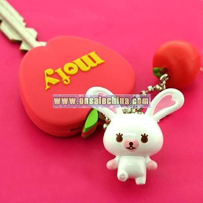 Rabbit Mofy Mascot Key Cover Ball Chain (Apple)
