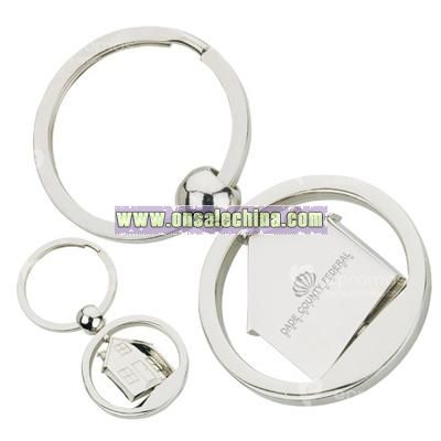 Nickel Keychain with Spinning House