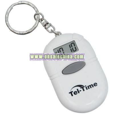 Tel-Time Oval Talking Alarm Clock Keychain - White
