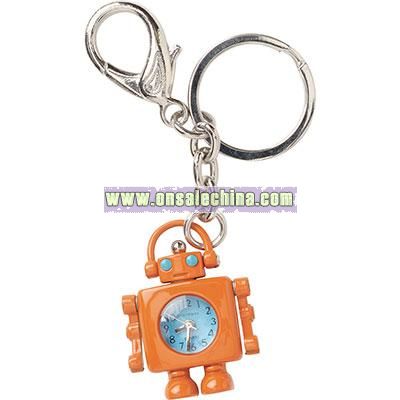 Orange Robot Clock Key Chain