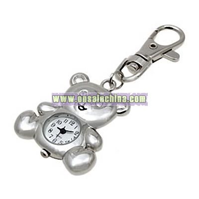 Sliver Baby Bear Fashion Quartz Key Chain Watch
