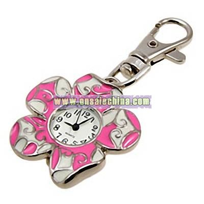 Pink Sunflower Fashion Quartz Key Chain Watch