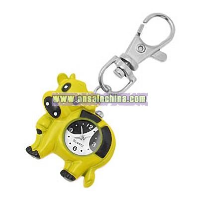 Fashion Jewelry Key Chain Ox Quartz Clock Watch - Yellow