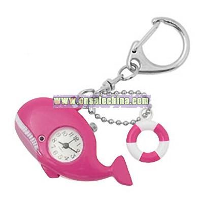 Fashion Jewelry Key Chain Whale Quartz Clock Watch - Pink