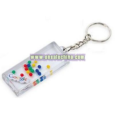 Liquid Filled Rectangular Acrylic Key Chain with 3D Floater