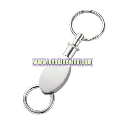 Silver Oval Double Valet Key Chain