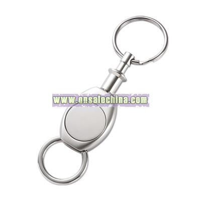 Silver Valet Key Chain with Shiny Center