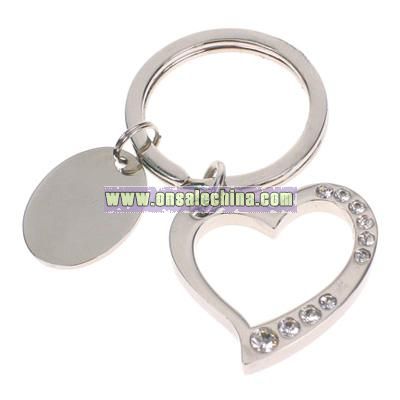 Silver Heart Key Chain with Crystals