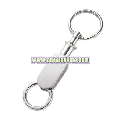 Silver Oblong Double Valet Key Chain