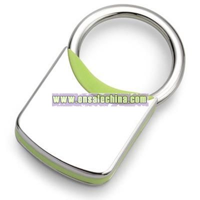Green Plastic / Nickel Plated Metal Key Chain