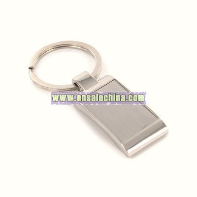 Silver Rectangle Key Chain w/ Brushed Center