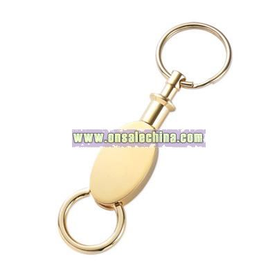 Gold Oval Double Valet Key Chain