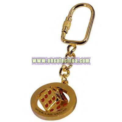 Key chain with 3D sports ball spinner