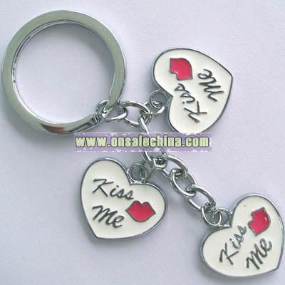 Key Chain with 3 Heart Charms