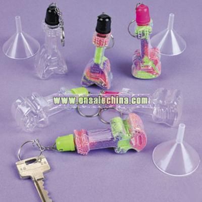 Rock Star Guitar Sand Art Bottle Key Chains