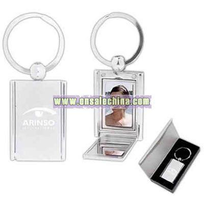 hidden photo keychain with magnetic closure and mirror