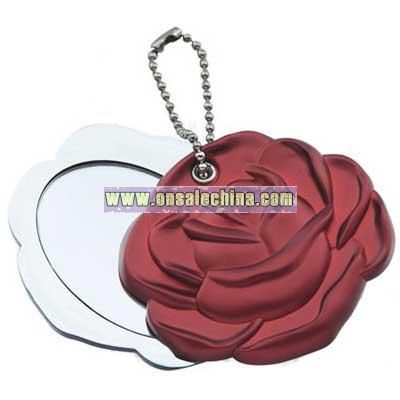 Cosmetic mirror with keyring
