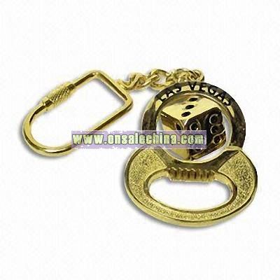 Promotional Poker Keychain in Golden Dice Design