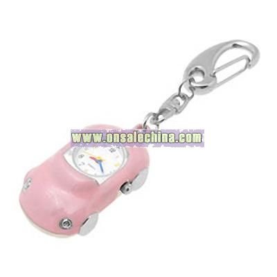 Fashion Jewelry Key Chain Roadster Quartz Clock Watch - Pink