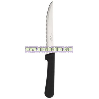Hollow ground pointed end plastic handle steak knife