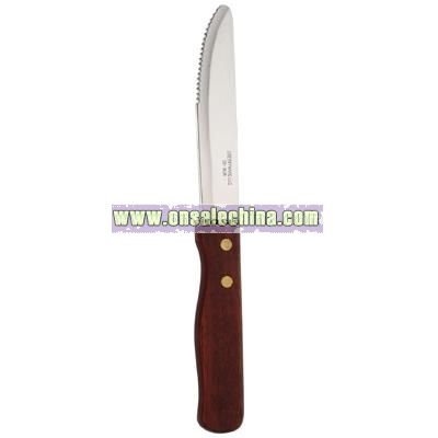 Wood handle round end jumbo steak knife