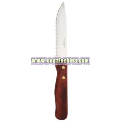 Wood handle pointed end jumbo steak knife