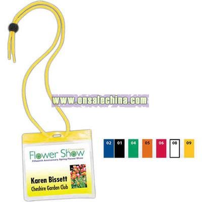 Large color coded name-tag with cord
