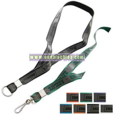 Reflective 1 ply woven polyester lanyard
