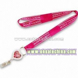 Cotton Lanyard with Badge Reel and Keyring Attachment