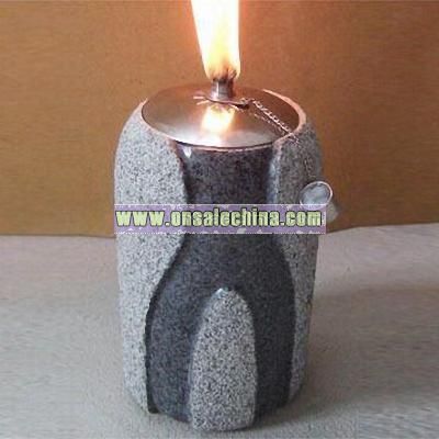 Granite Oil Lamp with Stainless Steel Cover and Cotton Wick