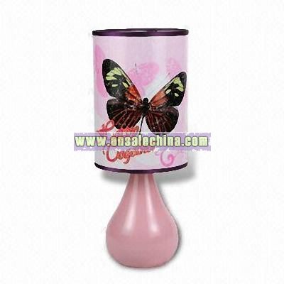 Pink Butterfly Table Lamp with Metal Base